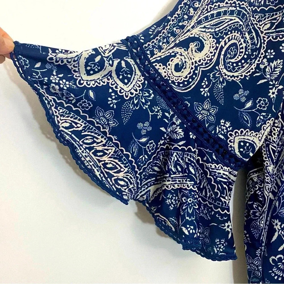 Roommates women’s blue paisley floral lightweight flowy cottagecore  boho top 3X - Picture 2 of 8